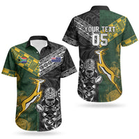 Rugby New Zealand South Africa Couples Matching Short Sleeve Bodycon Dress and Hawaiian Shirt Maori Tiki Springboks Together