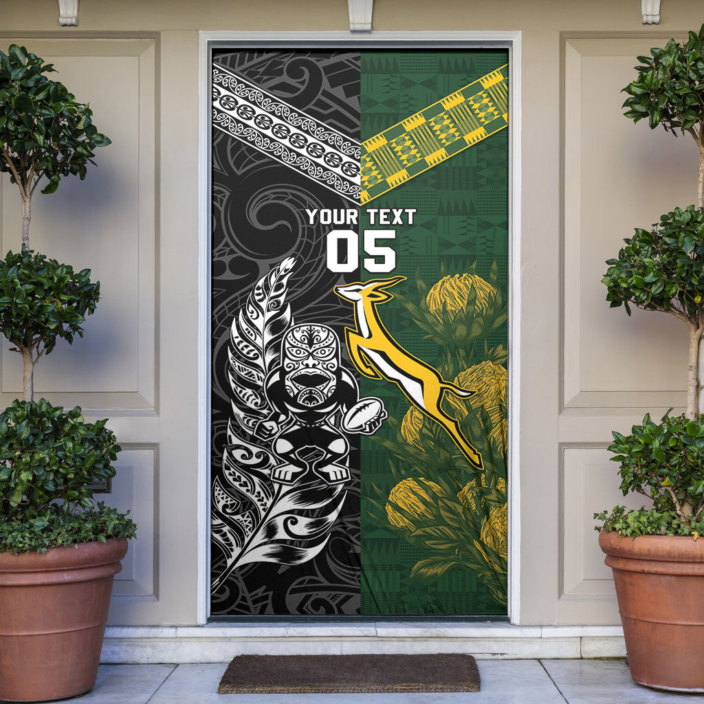 Rugby New Zealand South Africa Door Cover Maori Tiki Springboks Together