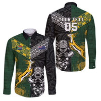Rugby New Zealand South Africa Family Matching Off The Shoulder Long Sleeve Dress and Hawaiian Shirt Maori Tiki Springboks Together
