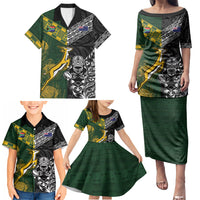 Rugby New Zealand South Africa Family Matching Puletasi and Hawaiian Shirt Maori Tiki Springboks Together
