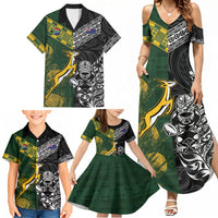 Rugby New Zealand South Africa Family Matching Summer Maxi Dress and Hawaiian Shirt Maori Tiki Springboks Together