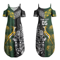 Rugby New Zealand South Africa Family Matching Summer Maxi Dress and Hawaiian Shirt Maori Tiki Springboks Together