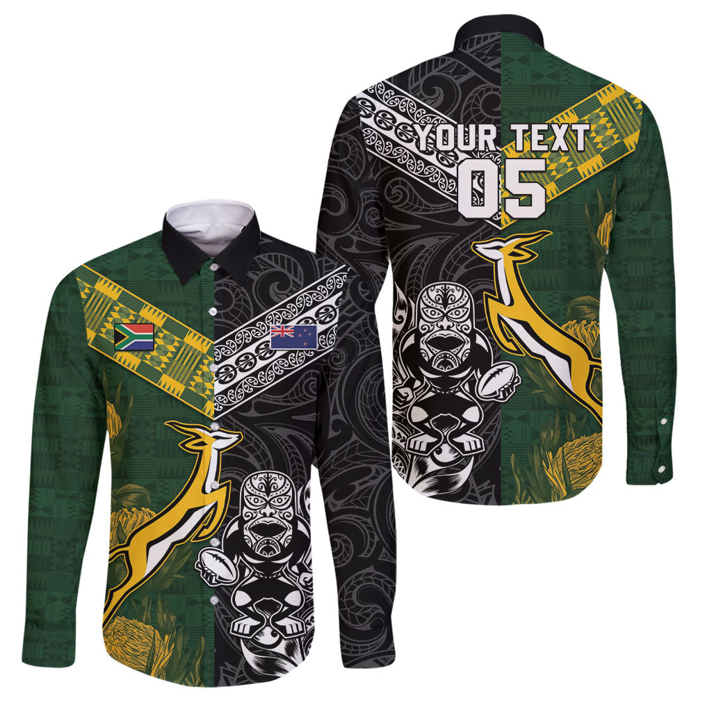 Rugby New Zealand South Africa Family Matching Summer Maxi Dress and Hawaiian Shirt Maori Tiki Springboks Together