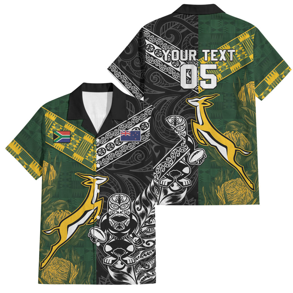 Rugby New Zealand South Africa Family Matching Tank Maxi Dress and Hawaiian Shirt Maori Tiki Springboks Together