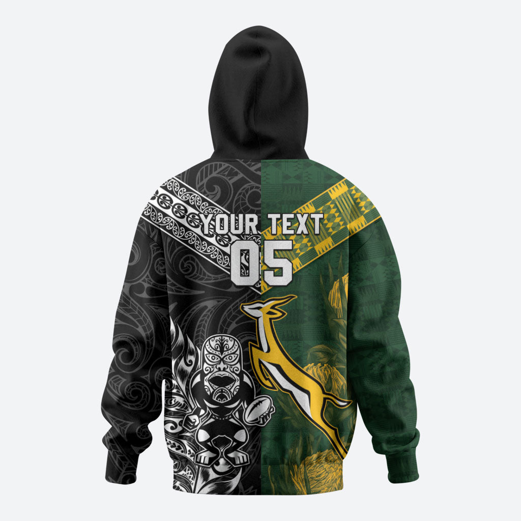 Rugby New Zealand South Africa Hoodie Maori Tiki Springboks Together
