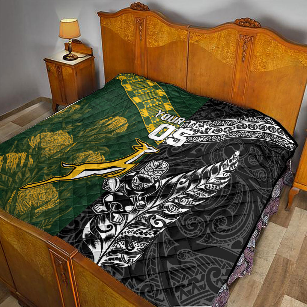 Rugby New Zealand South Africa Quilt Maori Tiki Springboks Together