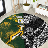 Rugby New Zealand South Africa Round Carpet Maori Tiki Springboks Together