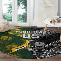 Rugby New Zealand South Africa Round Carpet Maori Tiki Springboks Together