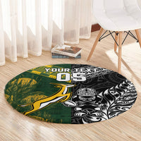 Rugby New Zealand South Africa Round Carpet Maori Tiki Springboks Together