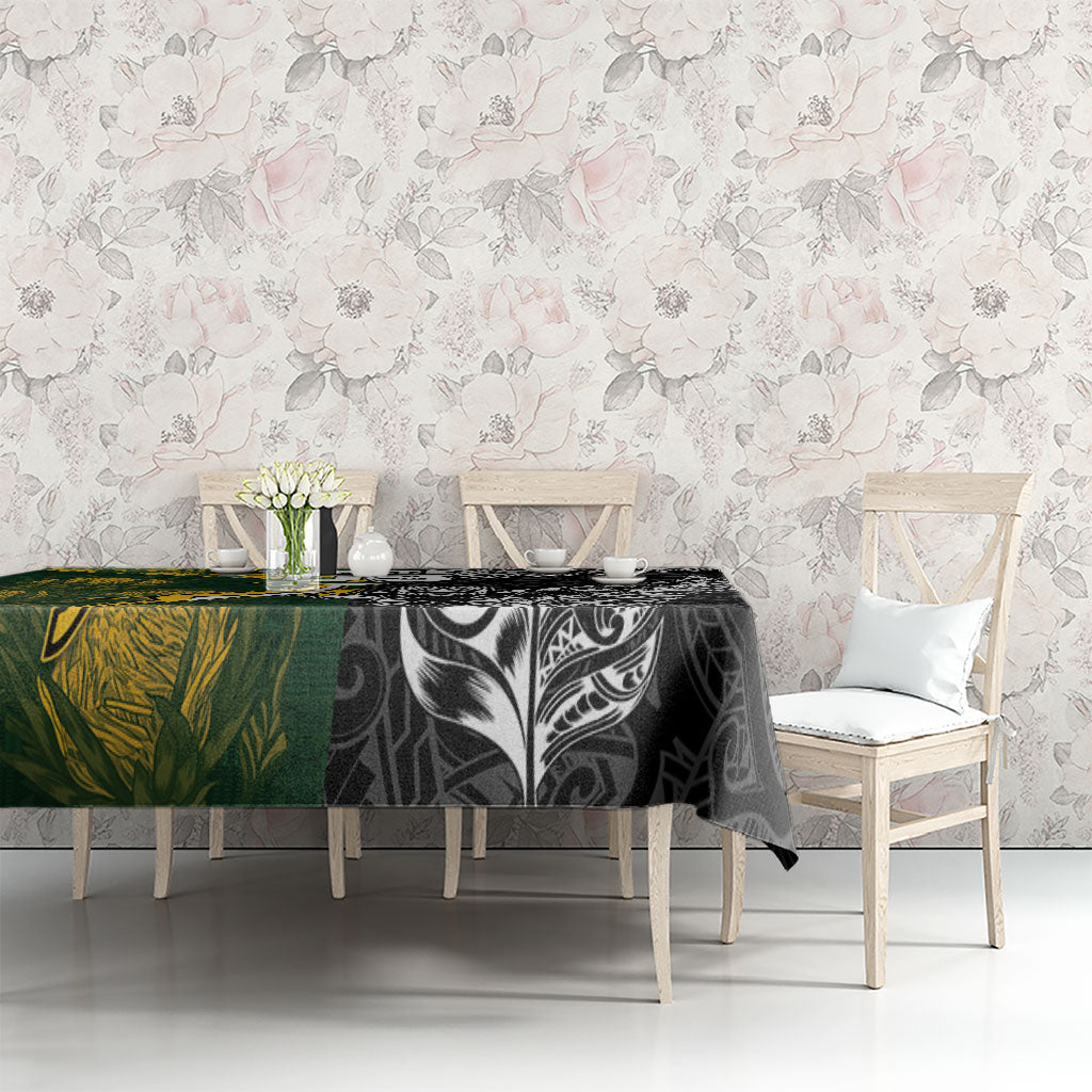 Rugby New Zealand South Africa Tablecloth Maori Tiki Springboks Together