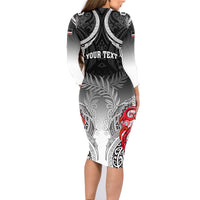 Personalised New Zealand Waitangi Day Family Matching Long Sleeve Bodycon Dress and Hawaiian Shirt Aotearoa Te Ra O Waitangi Manaia Maori Pattern LT05 - Polynesian Pride