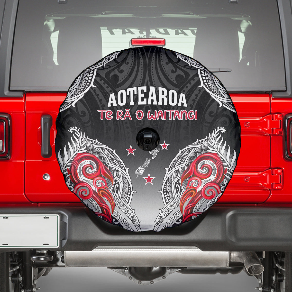 New Zealand Waitangi Day Spare Tire Cover Aotearoa Te Ra O Waitangi Manaia Maori Pattern LT05 - Polynesian Pride