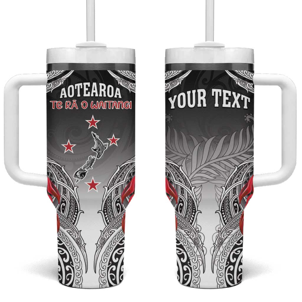 Personalised New Zealand Waitangi Day Tumbler With Handle Aotearoa Te Ra O Waitangi Manaia Maori Pattern