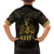 Haiti 1804 Family Matching Short Sleeve Bodycon Dress and Hawaiian Shirt Polynesian Gold Neg Maron