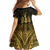 Haiti 1804 Family Matching Short Sleeve Bodycon Dress and Hawaiian Shirt Polynesian Gold Neg Maron