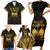 Haiti 1804 Family Matching Short Sleeve Bodycon Dress and Hawaiian Shirt Polynesian Gold Neg Maron