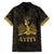 Haiti 1804 Family Matching Short Sleeve Bodycon Dress and Hawaiian Shirt Polynesian Gold Neg Maron