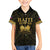 Haiti 1804 Family Matching Short Sleeve Bodycon Dress and Hawaiian Shirt Polynesian Gold Neg Maron