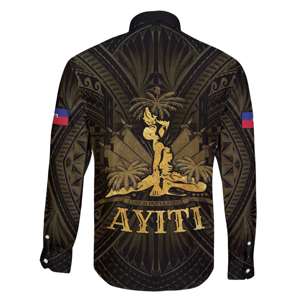 Haiti 1804 Family Matching Tank Maxi Dress and Hawaiian Shirt Polynesian Gold Neg Maron