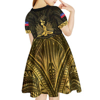 Haiti 1804 Kid Short Sleeve Dress Polynesian Gold Neg Maron LT05 - Polynesian Pride