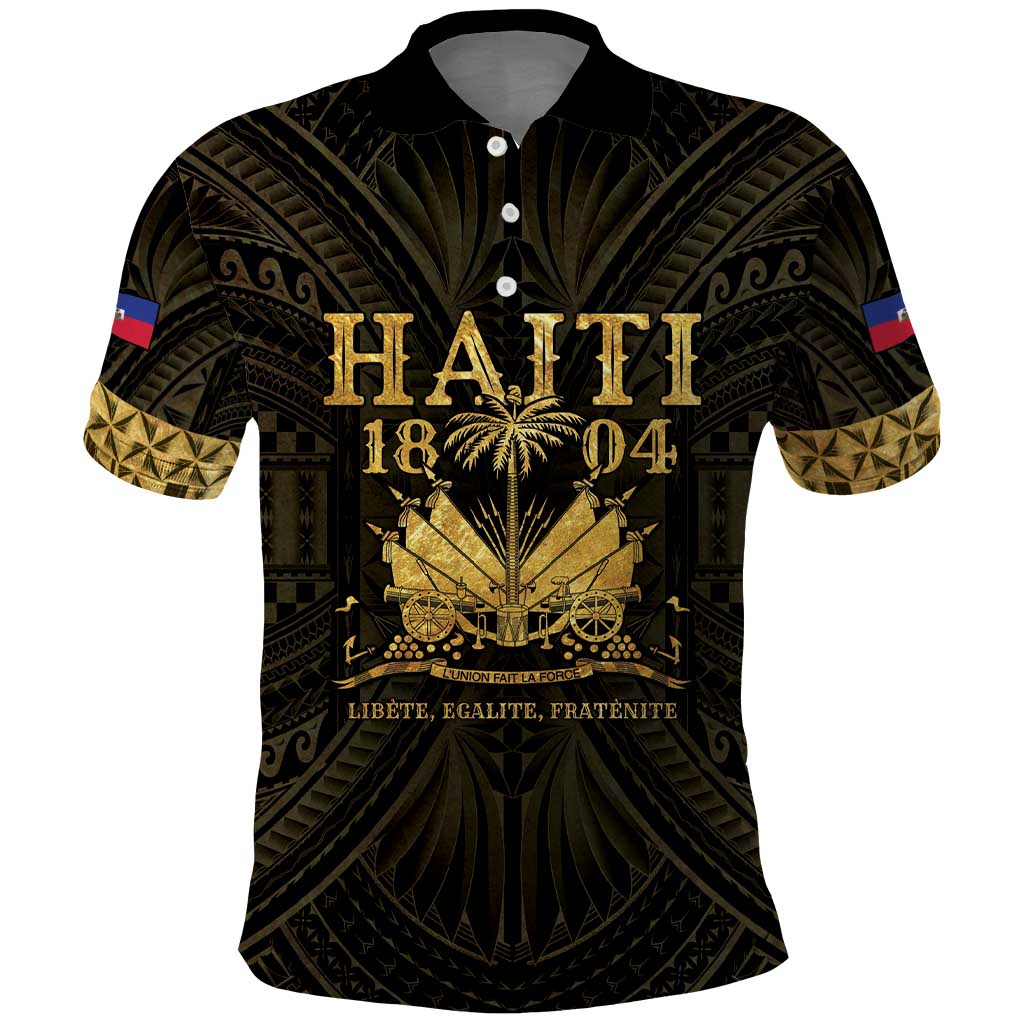 Haiti 1804 Polo Shirt Polynesian Gold Neg Maron