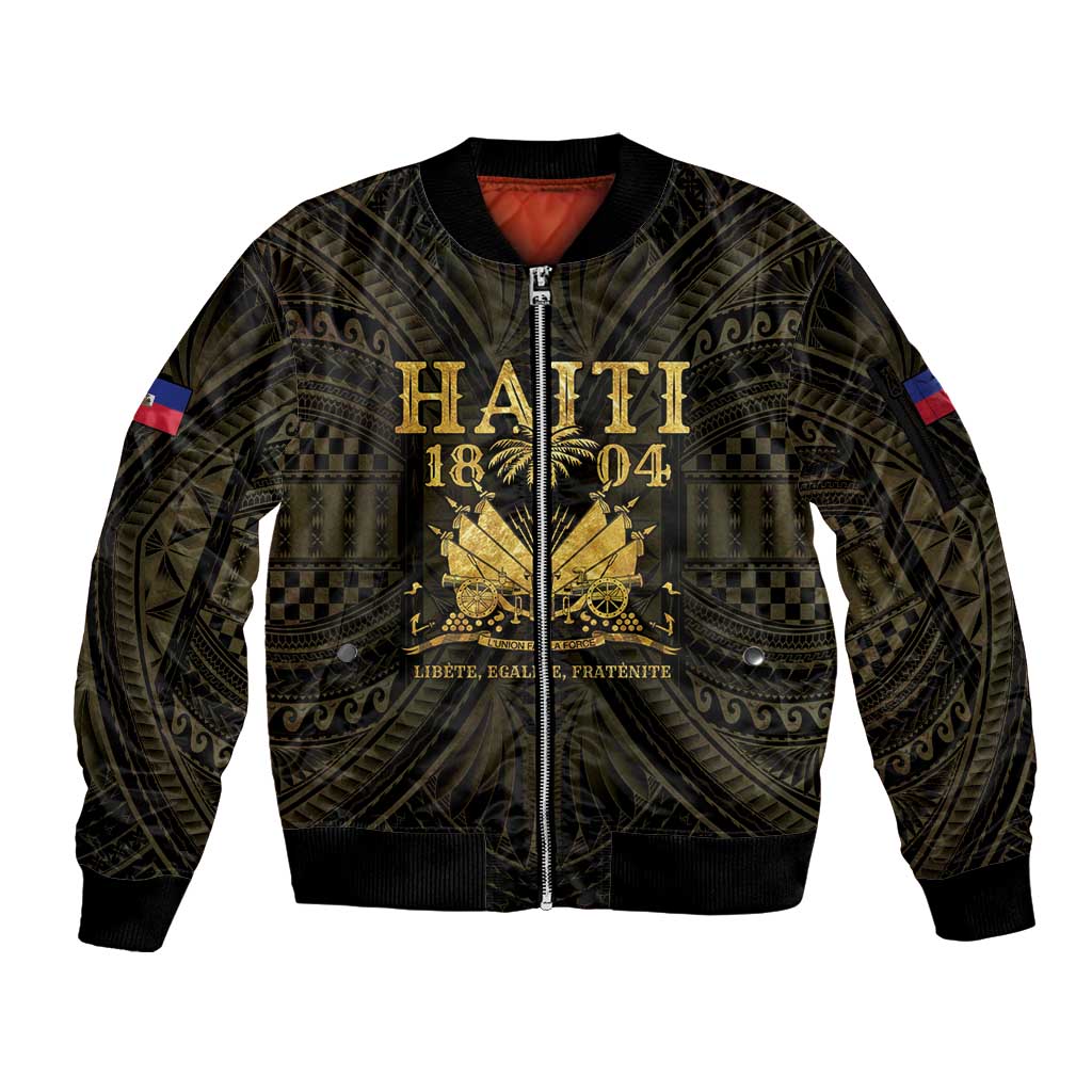 Haiti 1804 Sleeve Zip Bomber Jacket Polynesian Gold Neg Maron