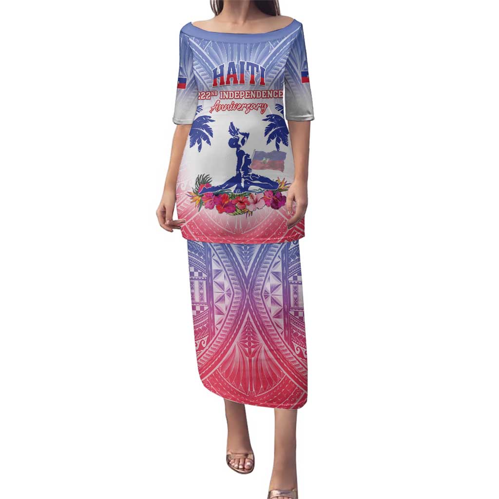 Personalised Haiti Independence Day Family Matching Puletasi and Hawaiian Shirt Neg Maron Polynesian Style LT05