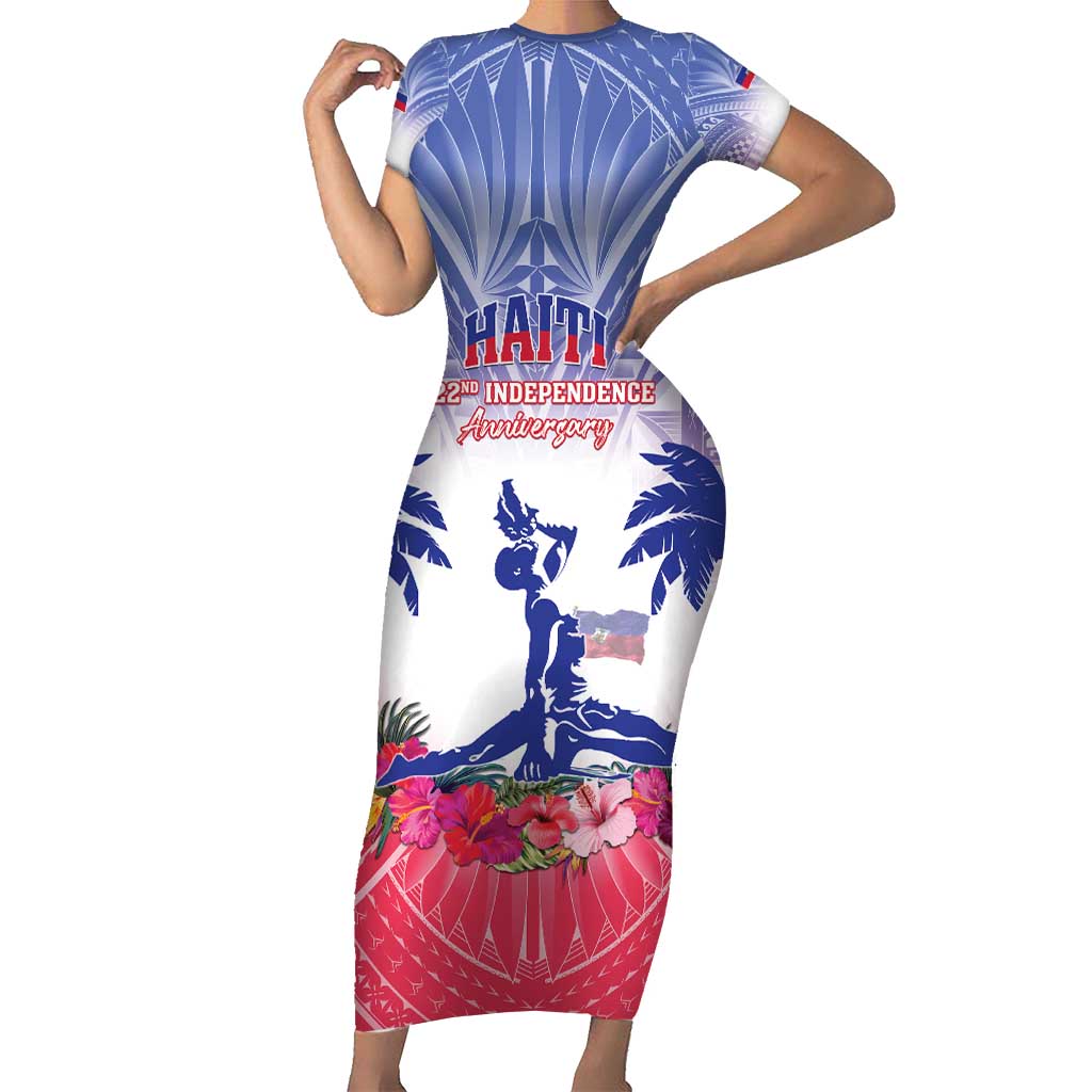 Personalised Haiti Independence Day Family Matching Short Sleeve Bodycon Dress and Hawaiian Shirt Neg Maron Polynesian Style LT05