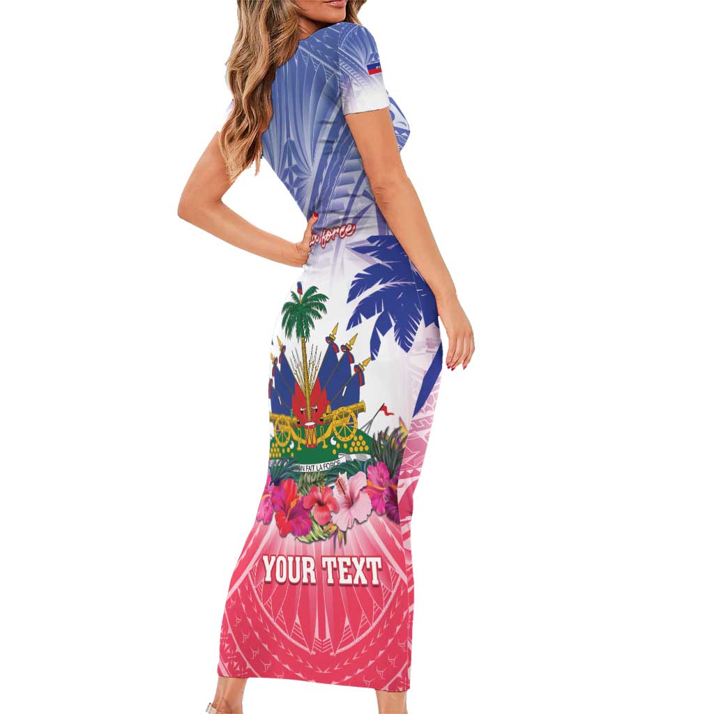 Personalised Haiti Independence Day Family Matching Short Sleeve Bodycon Dress and Hawaiian Shirt Neg Maron Polynesian Style LT05