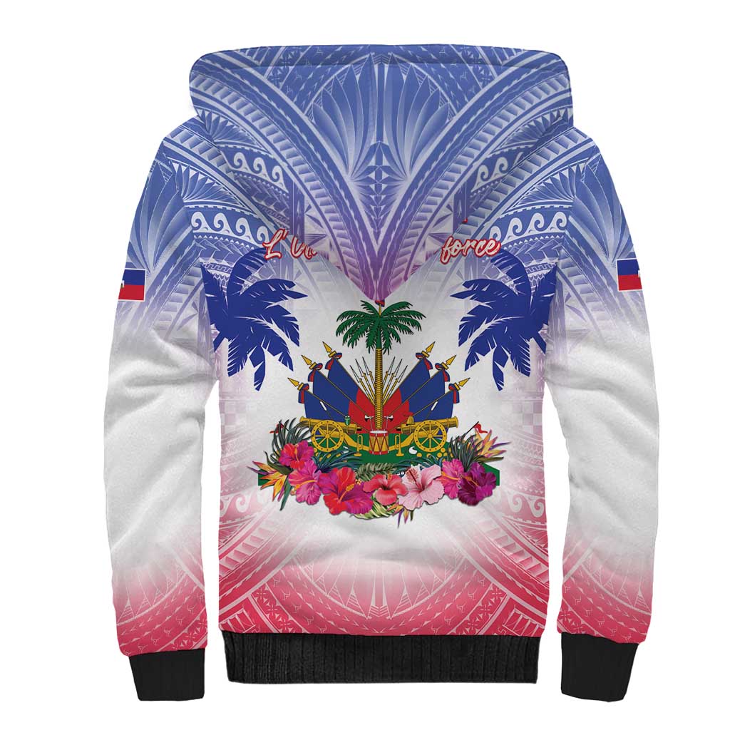 Personalised Haiti Independence Day Sherpa Hoodie Neg Maron Polynesian Style LT05