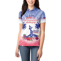 Personalised Haiti Independence Day Women Polo Shirt Neg Maron Polynesian Style