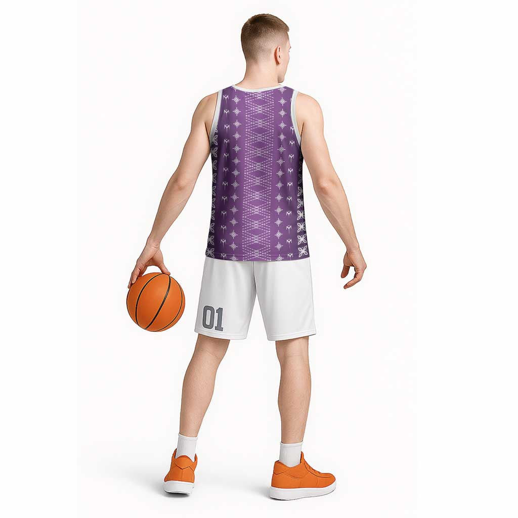 Purple Samoa Malu Tattoo Inspired Basketball Jersey - Polynesian Pride