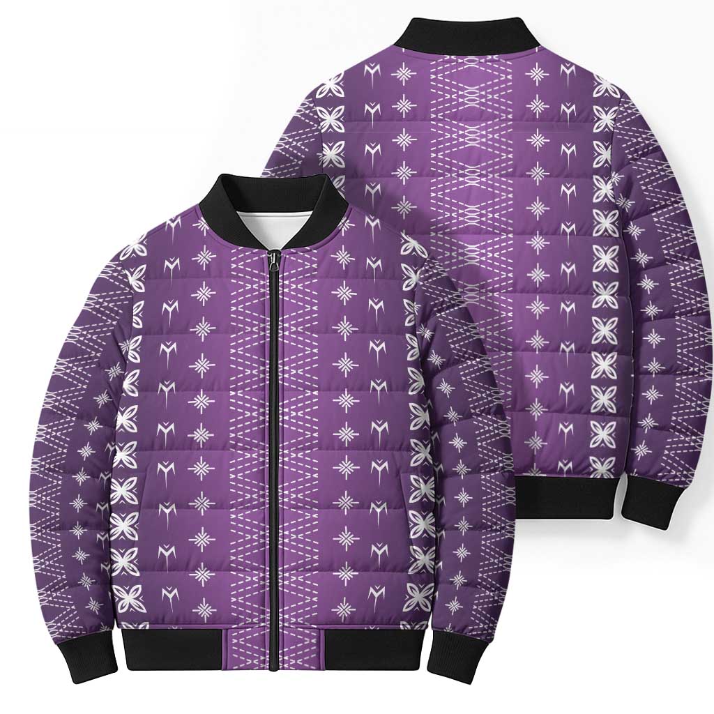 Purple Samoa Malu Tattoo Inspired Bomber Puffer Jacket - Polynesian Pride