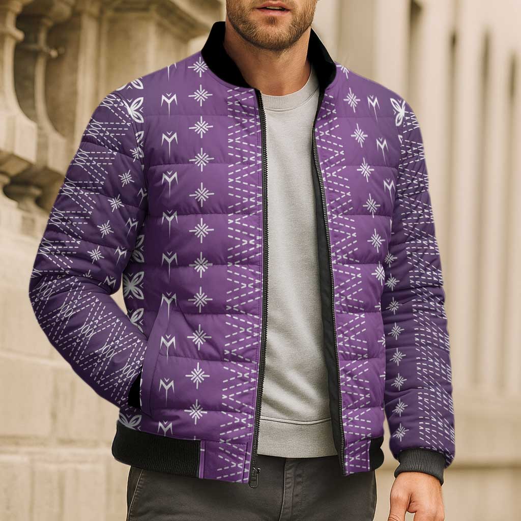 Purple Samoa Malu Tattoo Inspired Bomber Puffer Jacket - Polynesian Pride