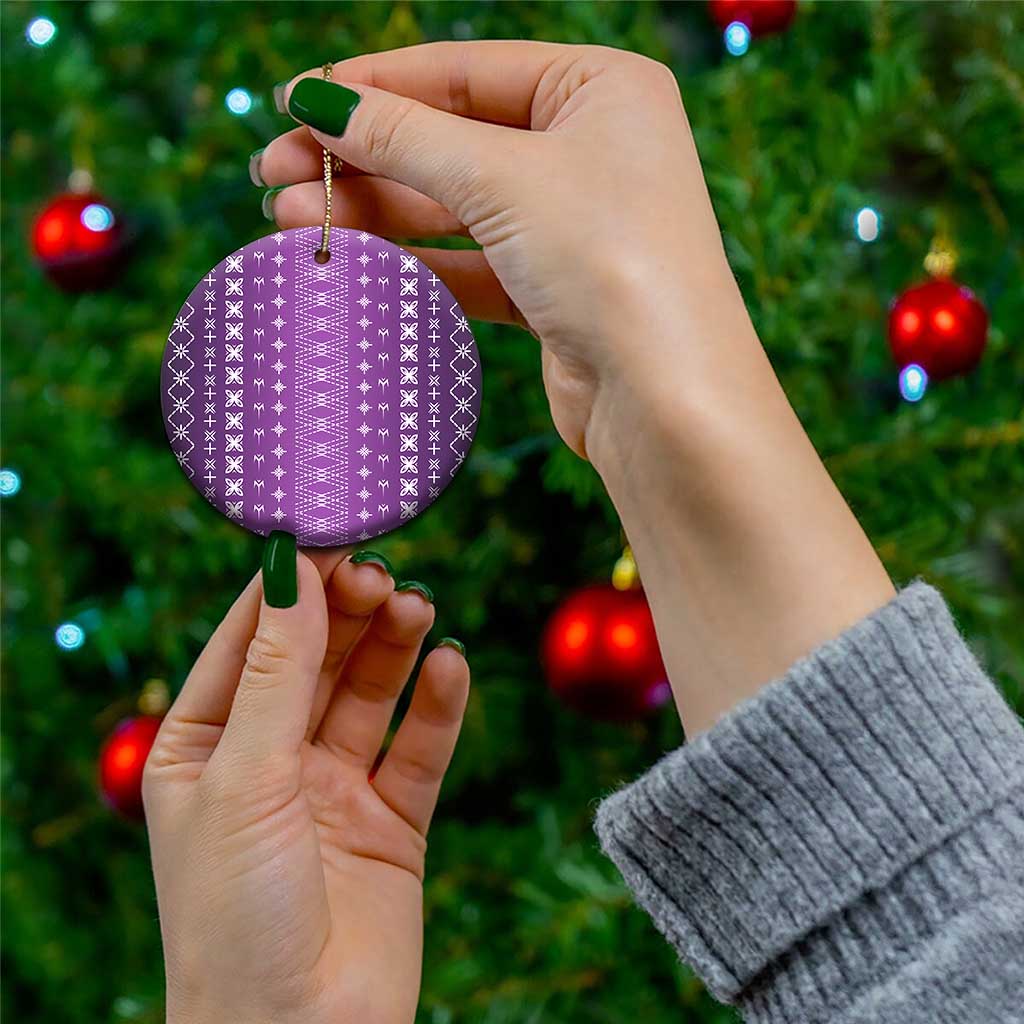 Purple Samoa Malu Tattoo Inspired Ceramic Ornament - Polynesian Pride
