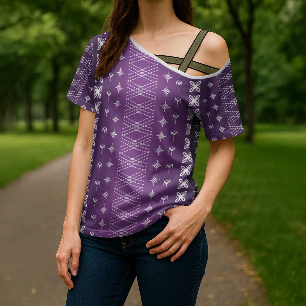 Purple Samoa Malu Tattoo Inspired Cross Shoulder Shirt - Polynesian Pride