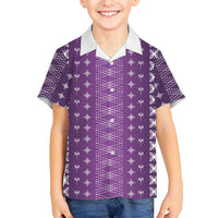 Purple Samoa Malu Tattoo Inspired Family Matching Long Sleeve Bodycon Dress and Hawaiian Shirt LT05 Son's Shirt Purple - Polynesian Pride