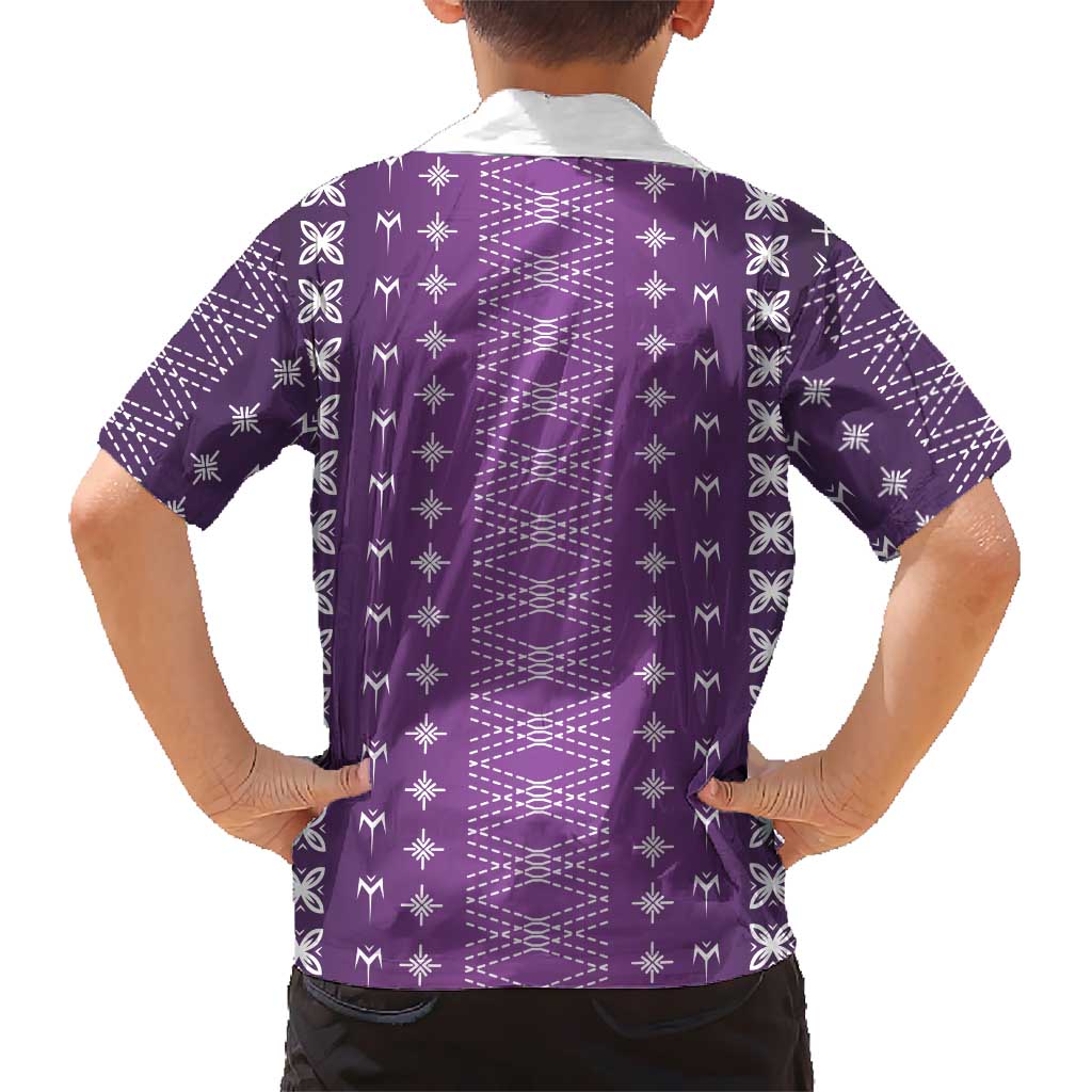 Purple Samoa Malu Tattoo Inspired Family Matching Off Shoulder Short Dress and Hawaiian Shirt - Polynesian Pride