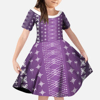 Purple Samoa Malu Tattoo Inspired Family Matching Tank Maxi Dress and Hawaiian Shirt - Polynesian Pride
