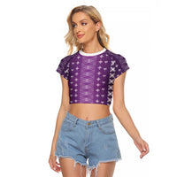 Purple Samoa Malu Tattoo Inspired Raglan Cropped T Shirt - Polynesian Pride