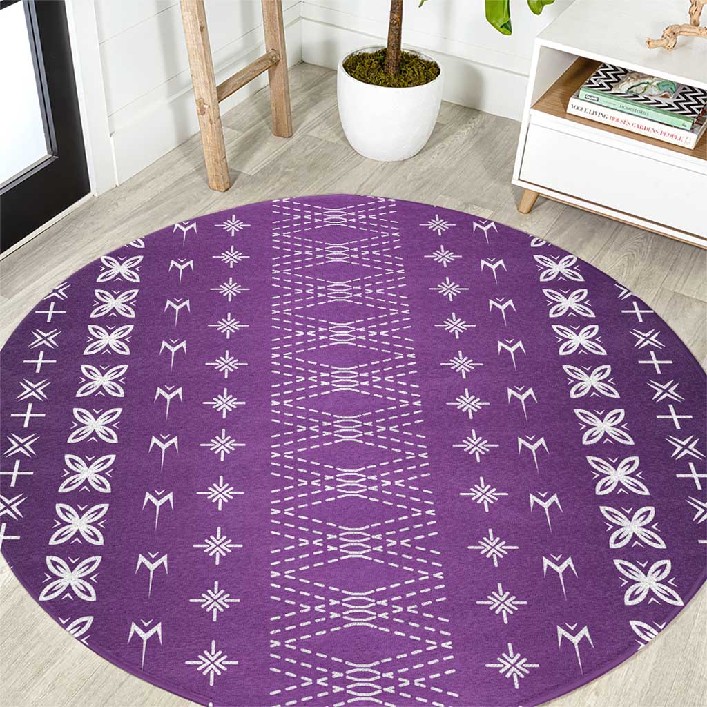 Purple Samoa Malu Tattoo Inspired Round Carpet - Polynesian Pride