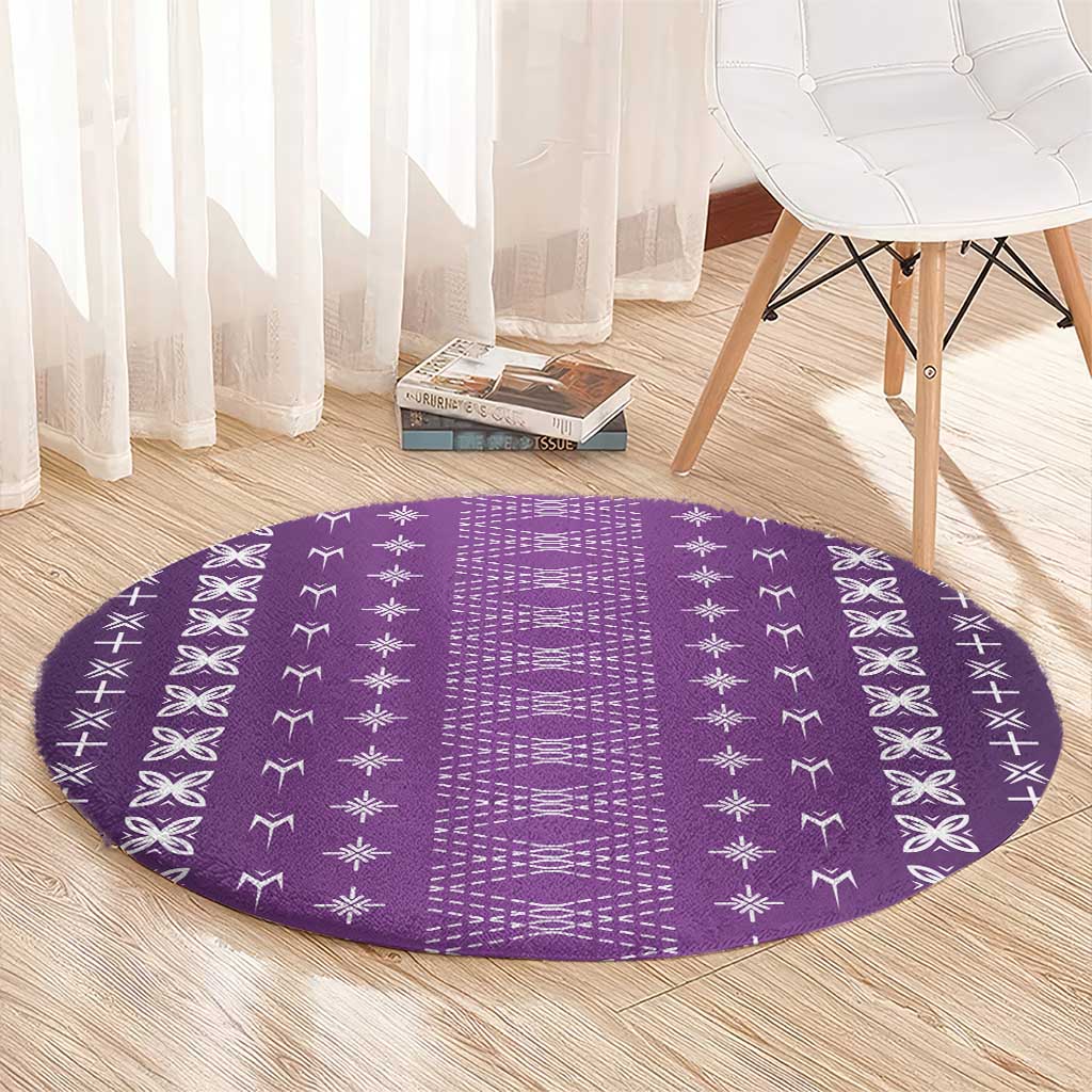 Purple Samoa Malu Tattoo Inspired Round Carpet - Polynesian Pride