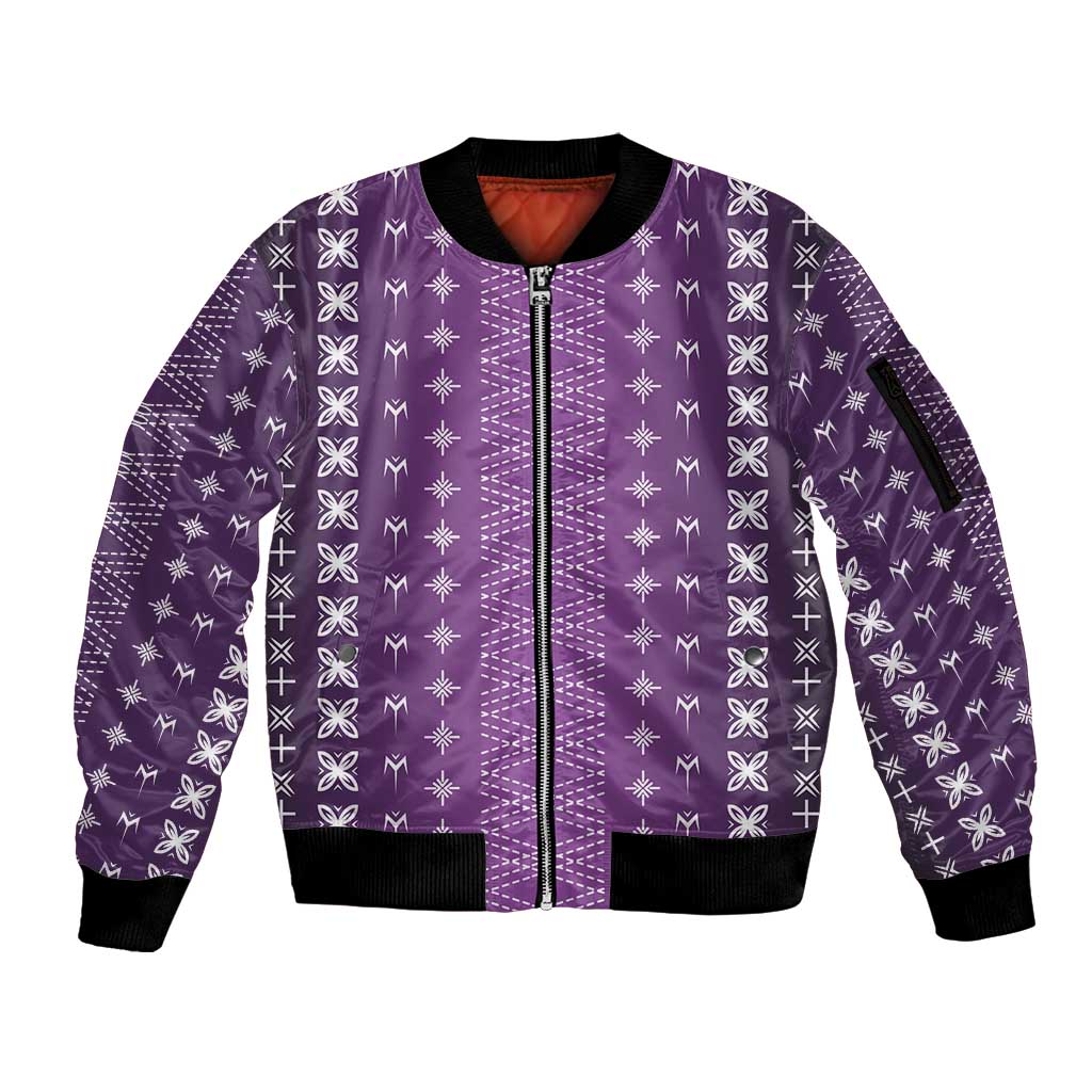 Purple Samoa Malu Tattoo Inspired Sleeve Zip Bomber Jacket LT05 Unisex Purple - Polynesian Pride