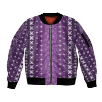 Purple Samoa Malu Tattoo Inspired Sleeve Zip Bomber Jacket LT05 Unisex Purple - Polynesian Pride