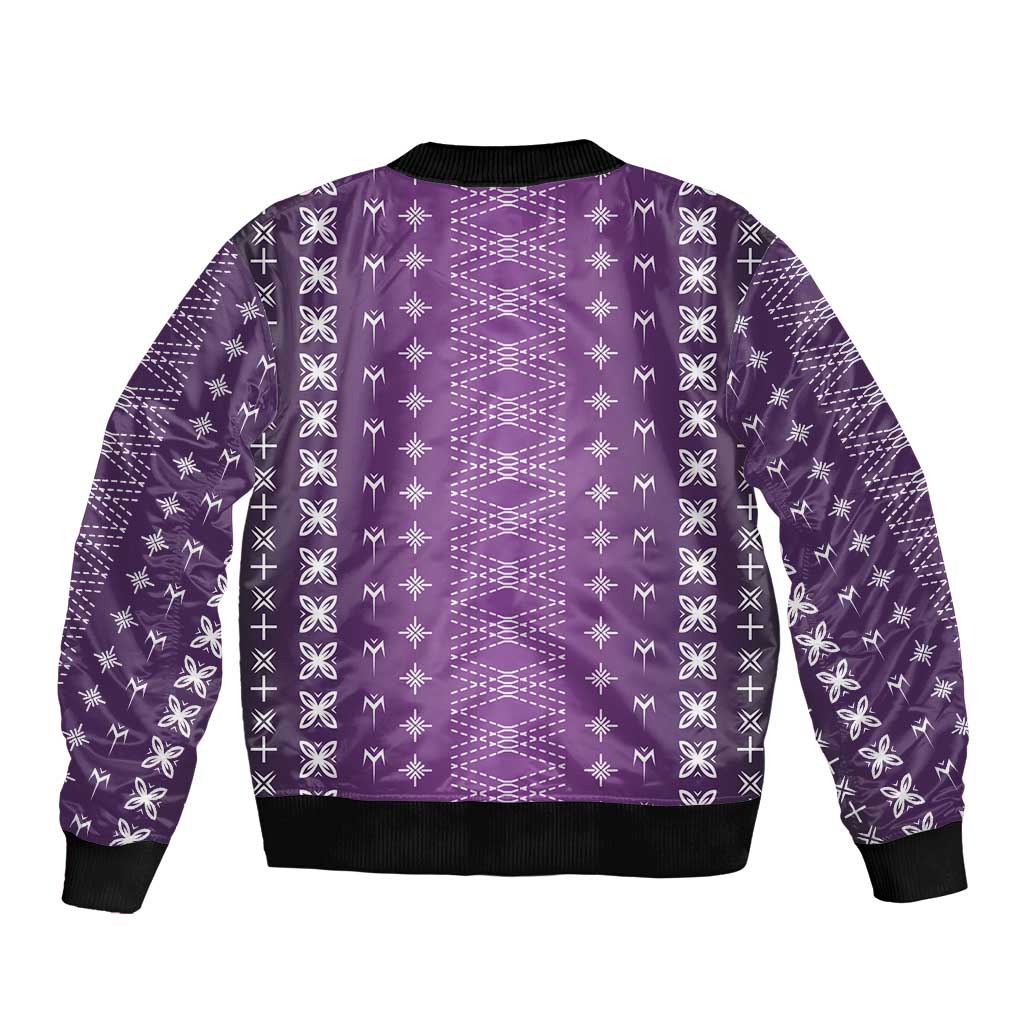 Purple Samoa Malu Tattoo Inspired Sleeve Zip Bomber Jacket LT05 - Polynesian Pride