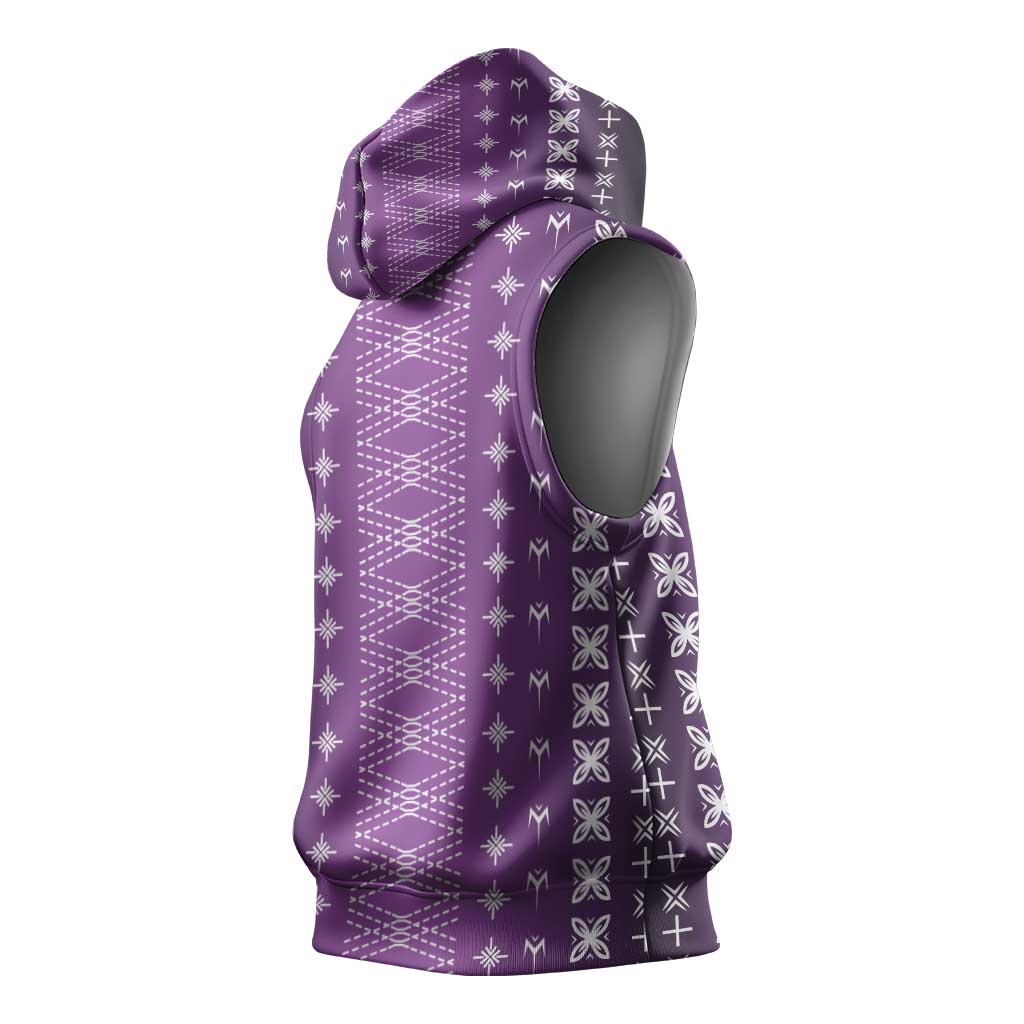 Purple Samoa Malu Tattoo Inspired Sleeveless Hoodie - Polynesian Pride