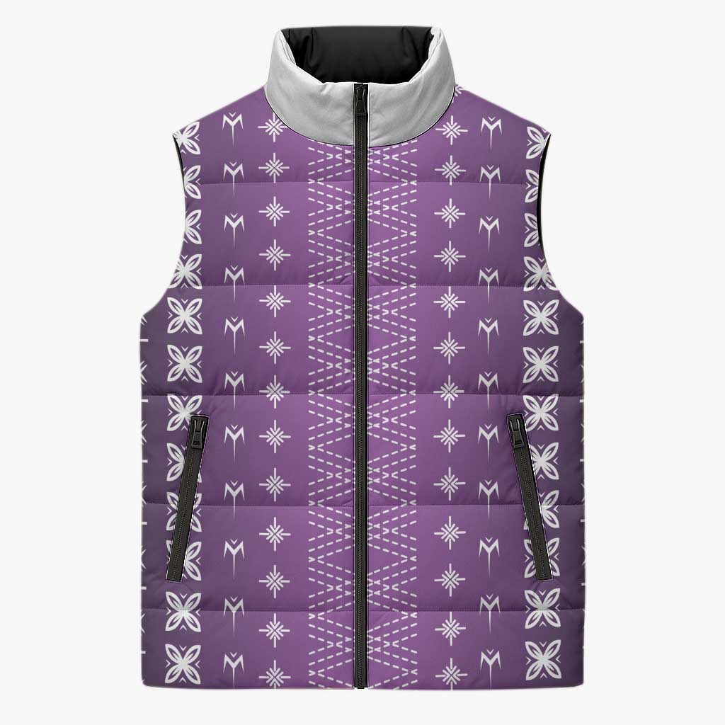Purple Samoa Malu Tattoo Inspired Sleeveless Puffer Jacket - Polynesian Pride