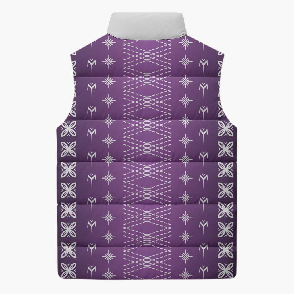 Purple Samoa Malu Tattoo Inspired Sleeveless Puffer Jacket - Polynesian Pride