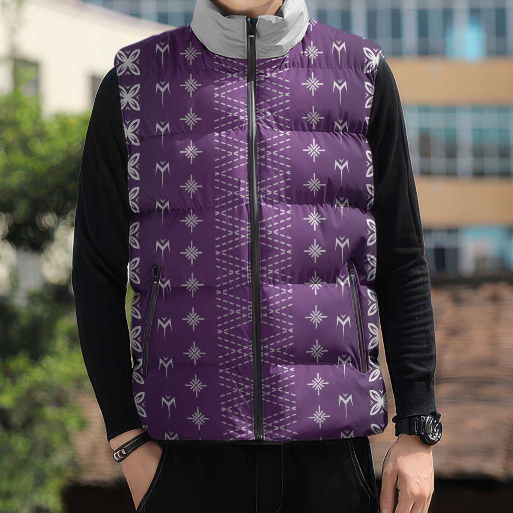 Purple Samoa Malu Tattoo Inspired Sleeveless Puffer Jacket - Polynesian Pride