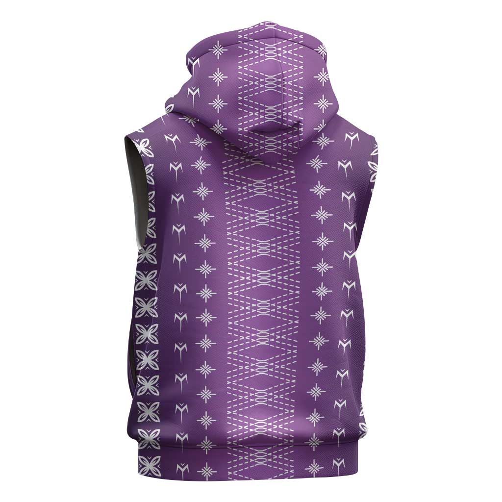 Purple Samoa Malu Tattoo Inspired Sleeveless Zip Hoodie - Polynesian Pride